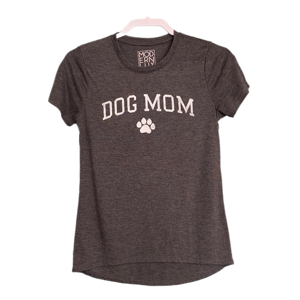 Dog Mom Graphic T-Shirt Gray XS Soft Casual Tee Paw Print Modern Lux